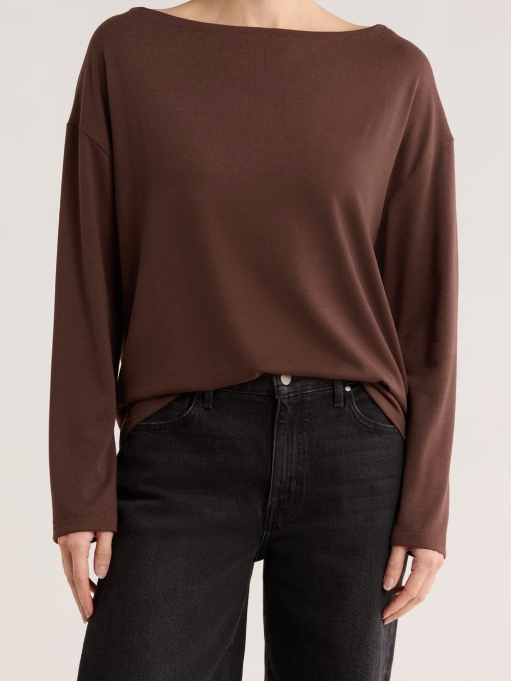 NWT AllSaints Rita Boat neck Brown Long sleeve Women's Top